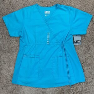 Wonder Work Shirt Women's XL Wrap Scrub Top Flexible‎ Fit Drawstring Waist